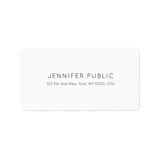 Berufliche Minimalistische Weiß Schlicht Moderne Adressaufkleber (Vorne)