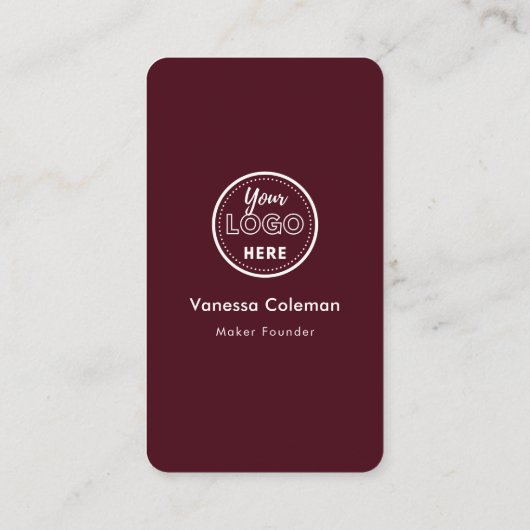 Berufliche Minimallist Burgundy Business Card Visitenkarte (Rückseite)