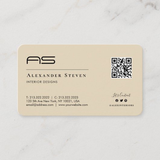 Berufliche Mit Monogramm Logo-Creme Beige Visitenkarte (Vorderseite)