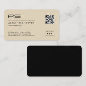 Berufliche Mit Monogramm Logo-Creme Beige Visitenkarte (Vorne/Hinten)