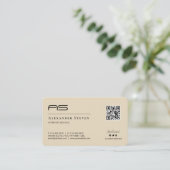 Berufliche Mit Monogramm Logo-Creme Beige Visitenkarte (Stehend Vorderseite)