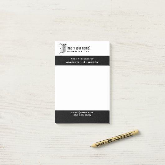 Berufliche mit Monogramm Rechtsgeschäfte| Zolltari Post-it Klebezettel (Auf Schreibtisch)