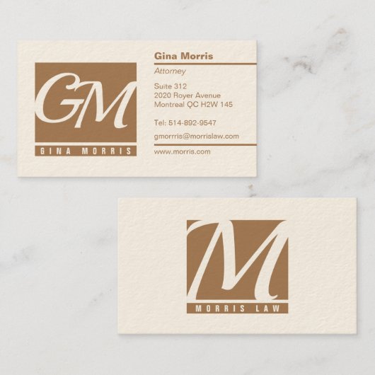 Berufliche Mit Monogramm Visitenkarte (Vorne/Hinten)