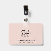 Berufliche Mitarbeiter-ID Blush Pink Company Logo Ausweis (Vorderseite mit Clip)