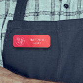 Berufliche Mitarbeiter mit Firmenlogo - Rot Namensschild