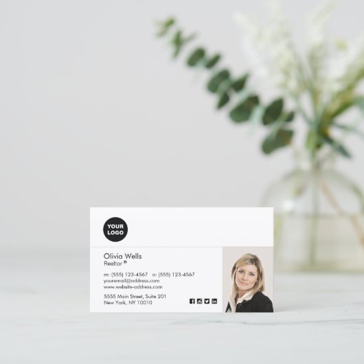 Berufliche Mitarbeiter White Foto Business Ca Visitenkarte (Stehend Vorderseite)