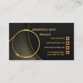 Berufliche, moderne Black & Gold-Visitenkarte Visitenkarte (Rückseite)