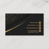 Berufliche, moderne Black & Gold-Visitenkarte Visitenkarte (Rückseite)