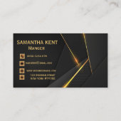 Berufliche, moderne Black & Gold-Visitenkarte Visitenkarte (Rückseite)