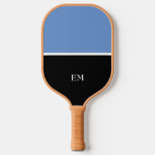 Berufliche, moderne Blue & Black Monogram-Initiale Pickleball Schläger (Vorderseite)