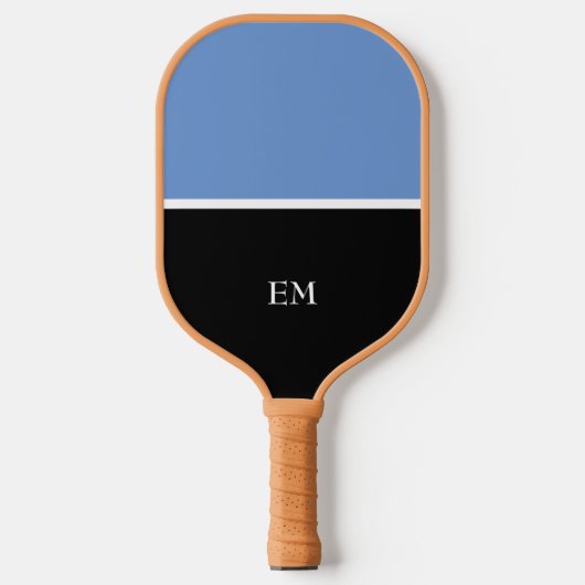 Berufliche, moderne Blue & Black Monogram-Initiale Pickleball Schläger (Vorderseite)