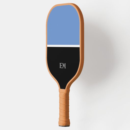 Berufliche, moderne Blue & Black Monogram-Initiale Pickleball Schläger (Links)