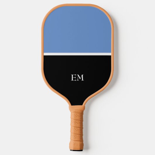 Berufliche, moderne Blue & Black Monogram-Initiale Pickleball Schläger (Rückseite)