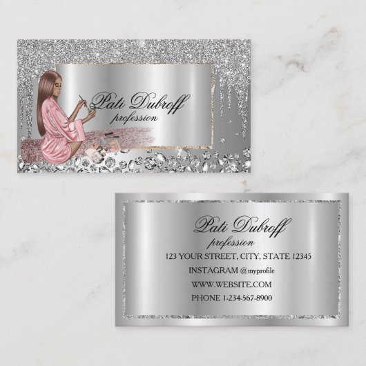 Berufliche, moderne Corporate Silver Brows Lashes Visitenkarte (Vorne/Hinten)