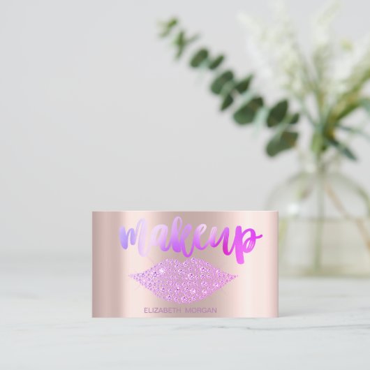 Berufliche, moderne Diamanten Lippen, Rose Gold Visitenkarte (Stehend Vorderseite)