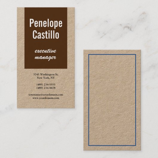 Berufliche, moderne, einfache Braun Premium Kraft Visitenkarte (Vorne/Hinten)