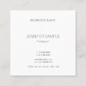 Berufliche moderne, einfache Elegant-Template-Chic Quadratische Visitenkarte (Rückseite)