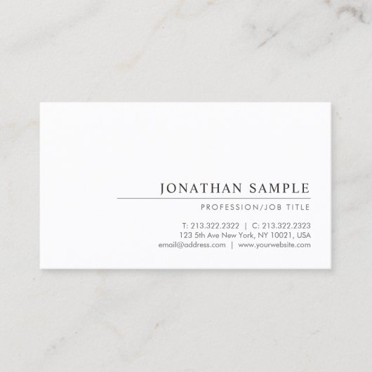 Berufliche moderne Elegant Minimal Template Chic Visitenkarte (Vorderseite)