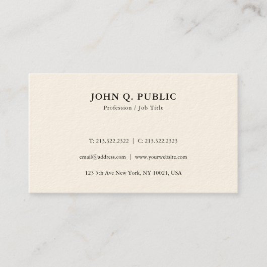 Berufliche moderne Elegant-Vorlage einfach Visitenkarte (Vorderseite)