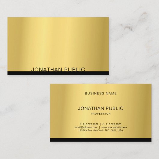 Berufliche moderne, elegante Goldvorlage Visitenkarte (Vorne/Hinten)