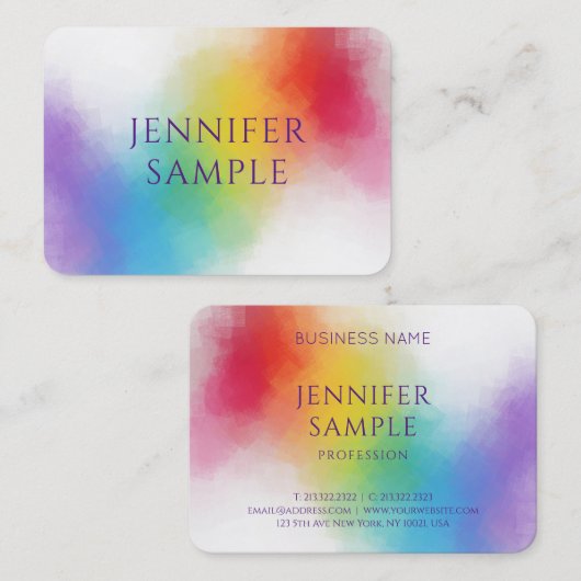 Berufliche moderne elegante Regenbogenfarben Visitenkarte (Vorne/Hinten)