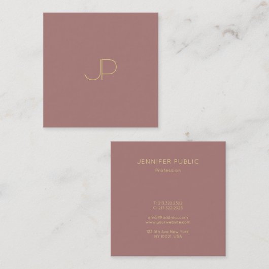 Berufliche moderne Goldmonogramm-Schablone elegant Quadratische Visitenkarte (Vorne/Hinten)