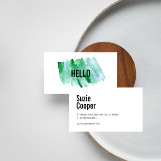 Berufliche, moderne Green WaterColor-Visitenkarte Visitenkarte