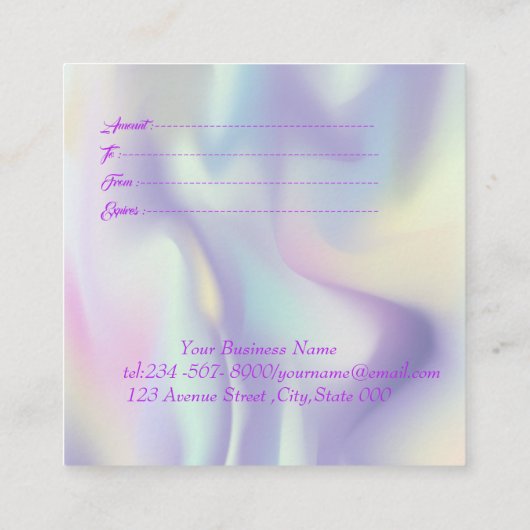 Berufliche moderne Holografie,Rahmen,Konfetti Rabattkarte (Rückseite)