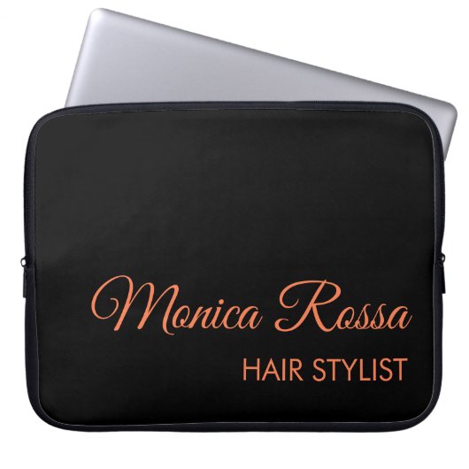 Berufliche, moderne Koralle und Schwarz Laptopschutzhülle (Vorderseite)