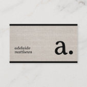 Berufliche moderne Linen Look Monogram Visitenkarte (Vorderseite)