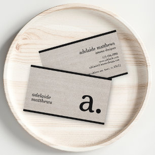Berufliche moderne Linen Look Monogram Visitenkarte