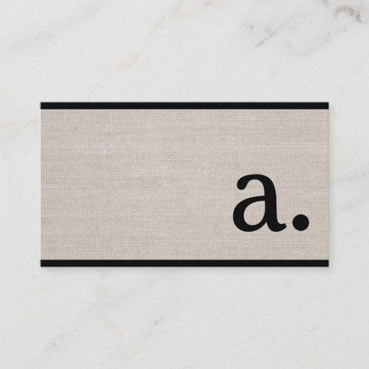 Berufliche moderne Linen Look Monogram Visitenkarte (Vorderseite)