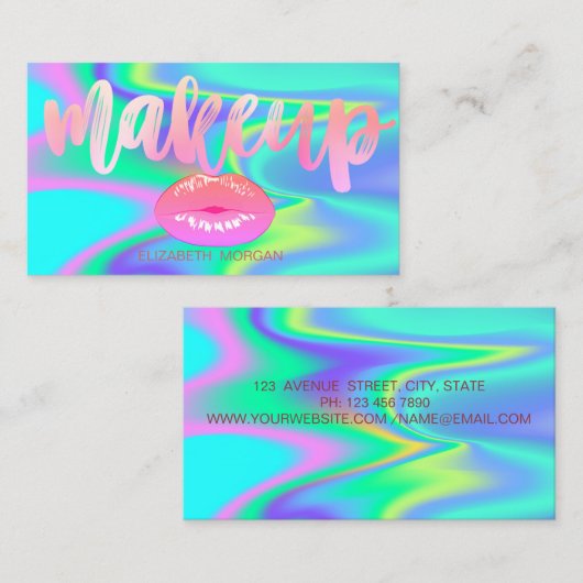 Berufliche, moderne Lippen, holografisch Visitenkarte (Vorne/Hinten)