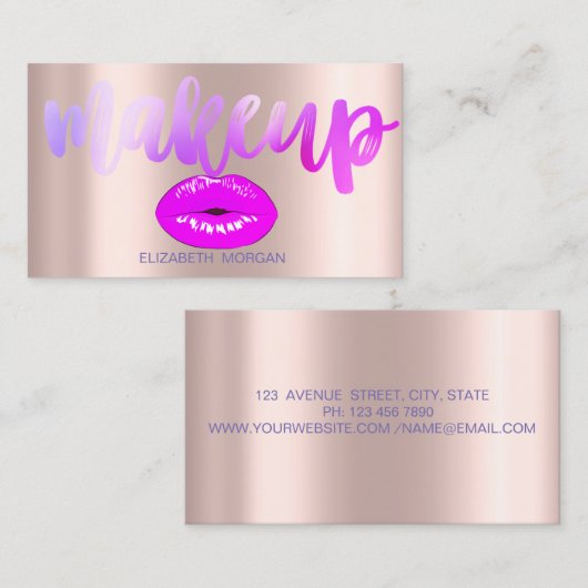 Berufliche, moderne Lippen, Rose Gold Visitenkarte (Vorne/Hinten)