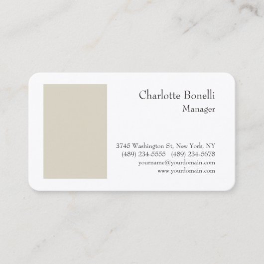 Berufliche, moderne, minimale Premiumseide Visitenkarte (Vorderseite)