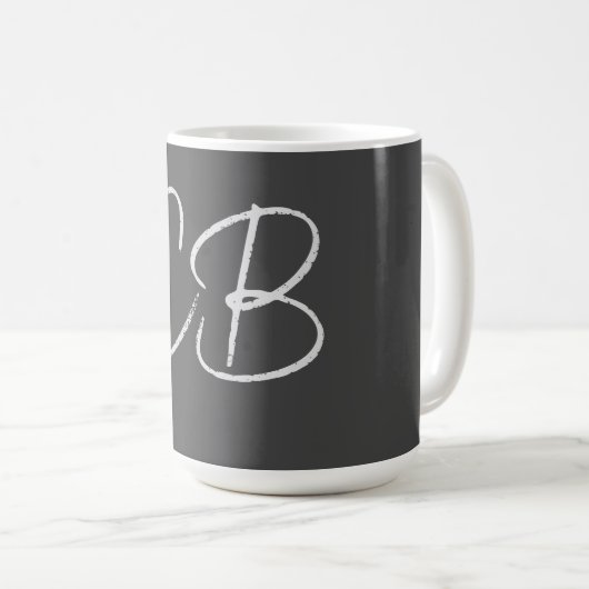 Berufliche moderne Minimalistische Monogramm-Initi Kaffeetasse (VorderseiteRechts)
