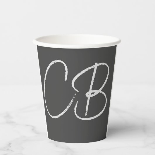 Berufliche moderne Minimalistische Monogramm-Initi Pappbecher (Vorderseite)
