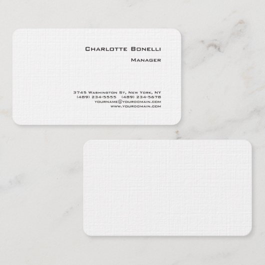 Berufliche, moderne Minimalistische Premium-Wäsche Visitenkarte (Vorne/Hinten)