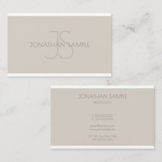 Berufliche moderne Monogramm-Einfache Vorlage Luxe Visitenkarte (Vorne/Hinten)