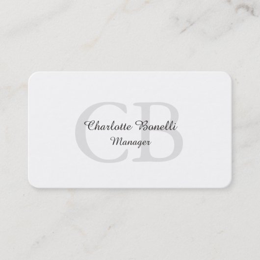 Berufliche moderne Monogramm-Minimalistische Erste Visitenkarte (Vorderseite)