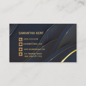 Berufliche moderne Navy & Gold-Visitenkarte Visitenkarte (Rückseite)