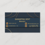 Berufliche moderne Navy & Gold-Visitenkarte Visitenkarte (Rückseite)