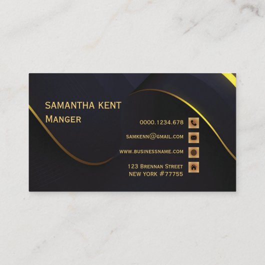 Berufliche moderne Navy & Gold-Visitenkarte Visitenkarte (Rückseite)