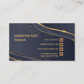 Berufliche moderne Navy & Gold-Visitenkarte Visitenkarte (Rückseite)