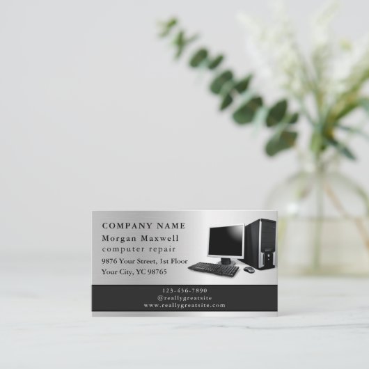Berufliche, moderne, Schlichte, einfache Computerr Visitenkarte (Stehend Vorderseite)