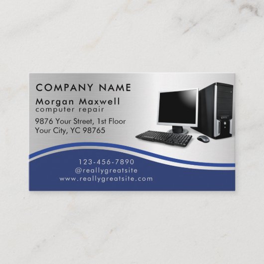 Berufliche, moderne, Schlichte, einfache Computerr Visitenkarte (Vorderseite)