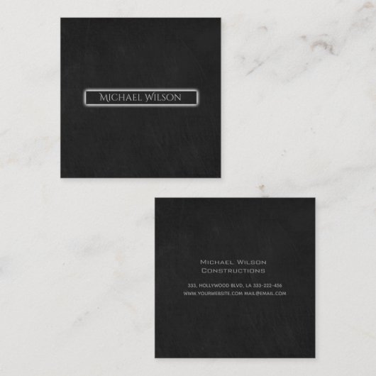 Berufliche, moderne schlichte Schwarz-Minimalistin Quadratische Visitenkarte (Vorne/Hinten)