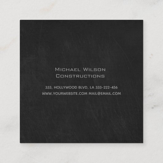 Berufliche, moderne schlichte Schwarz-Minimalistin Quadratische Visitenkarte (Rückseite)