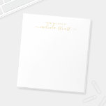 Berufliche moderne Schrift Notizblock<br><div class="desc">Beruflich Modernes Notizblock mit Namen im modernen,  goldfarbenen Schriftart-Stil mit individuellem Text in modernen Sans Serif Schriftart Stil auf weißem Hintergrund. Bitte beachten Sie: Die Details der Folie werden im Kunstwerk simuliert. Bei der Herstellung dieses Produktes wird keine Folie verwendet.</div>