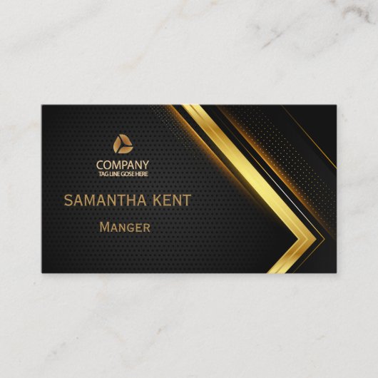 Berufliche, moderne Schwarz-Gold-Visitenkarte Visitenkarte (Vorderseite)